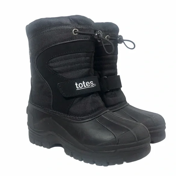 TOTES Connor Kids Waterproof Snow Boots with Removable Liner Black - Picture 1 of 10